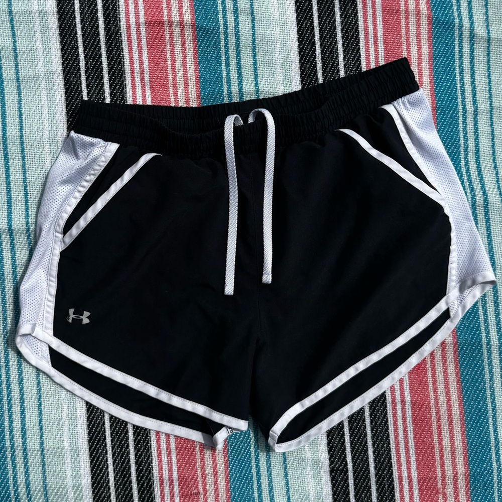 Under Armour Women's Black and White Athletic Shorts
